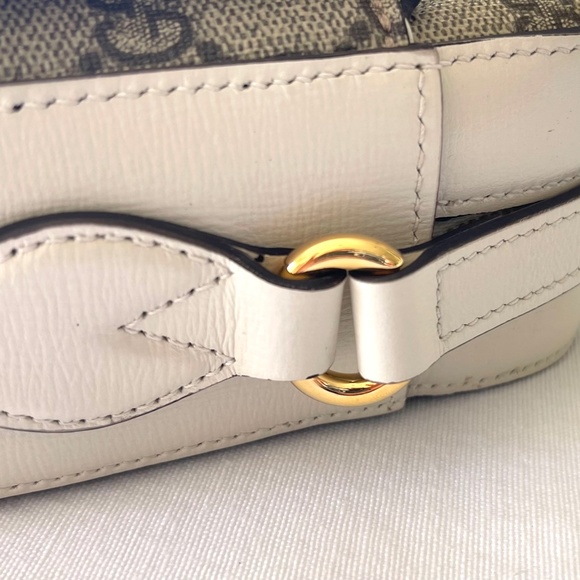 GUCCI HORSEBIT 1955 SMALL SHOULDER BAG - Beige & Ebony GG Supreme - Picture 8 of 13